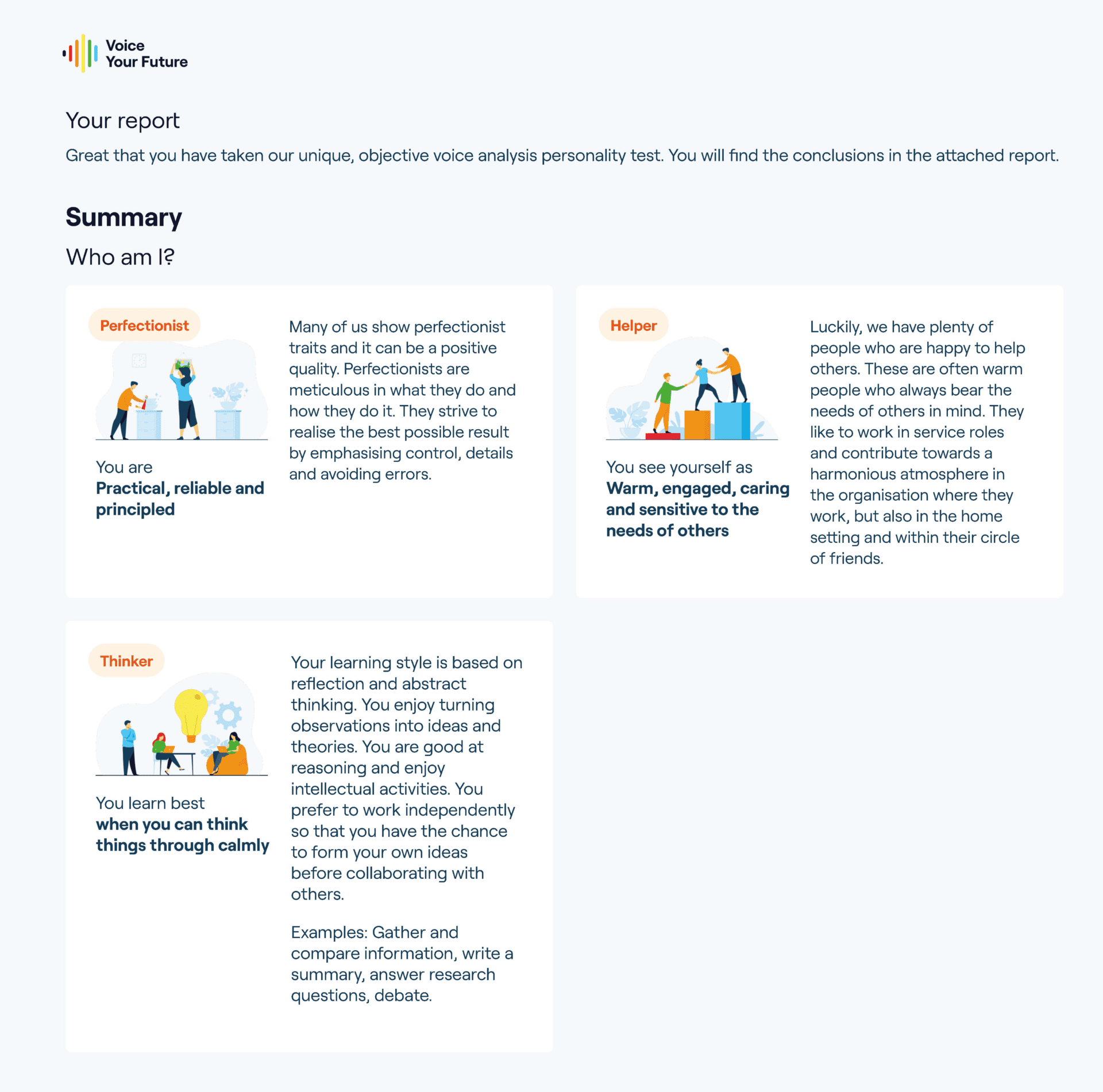 Voice Compass profile report