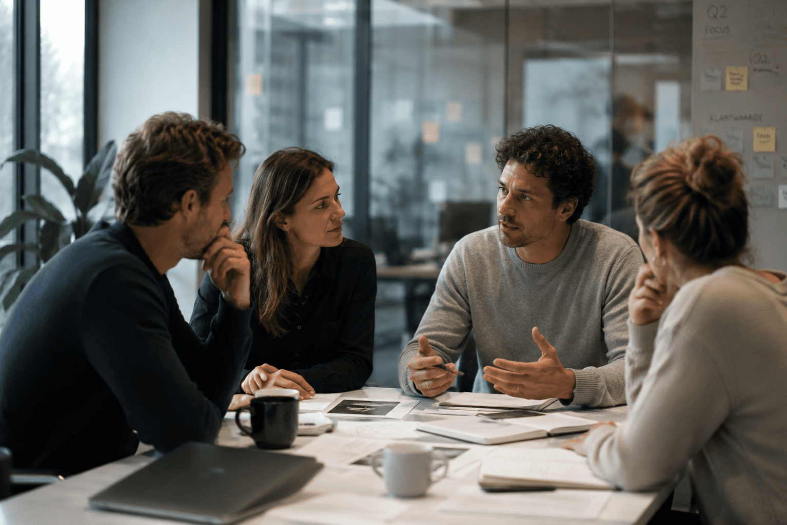 Collega's die samenwerken in een team