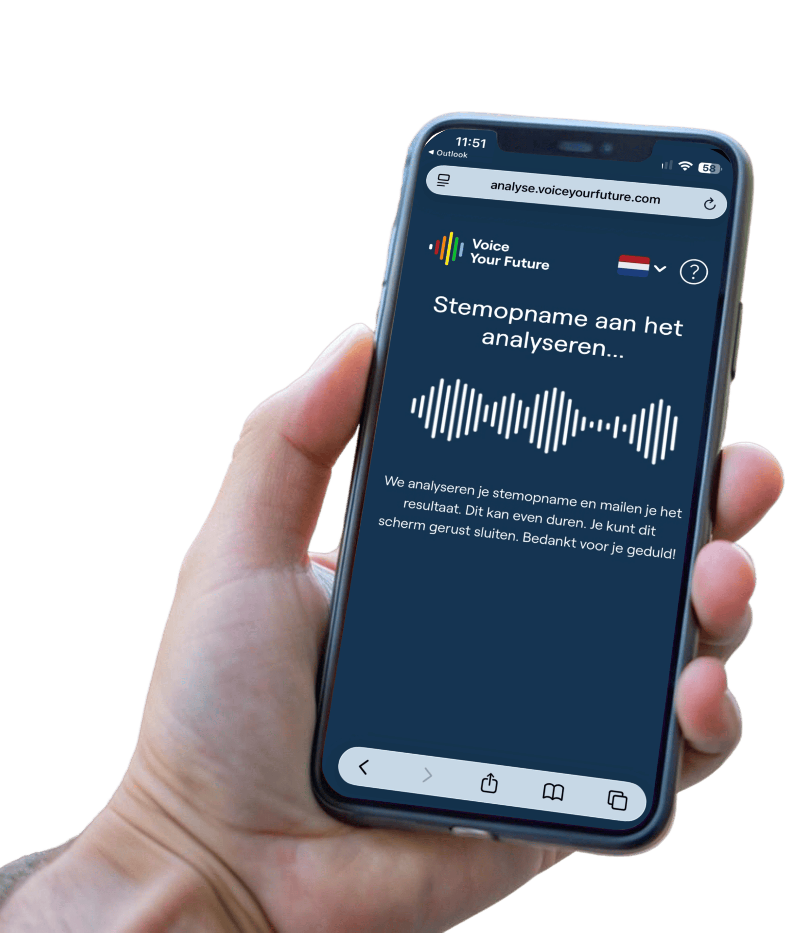 Voice Your Future stemanalyse op telefoon